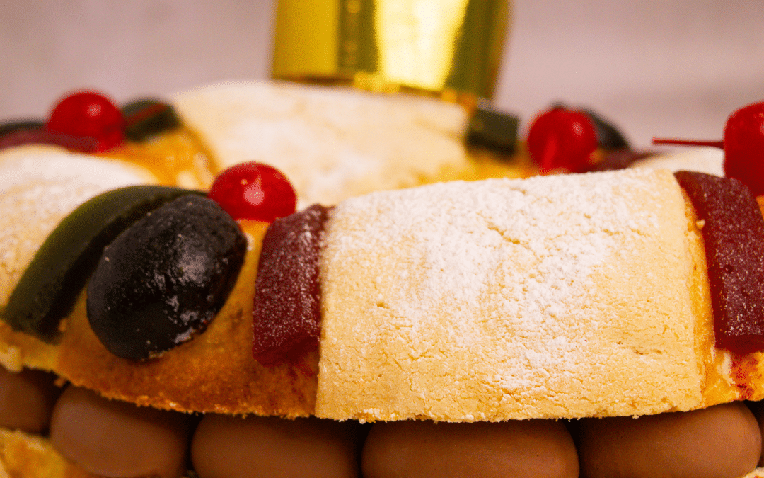 Rosca de Reyes rellena de helado de chocolate