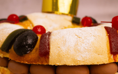 Rosca de Reyes rellena de helado de chocolate